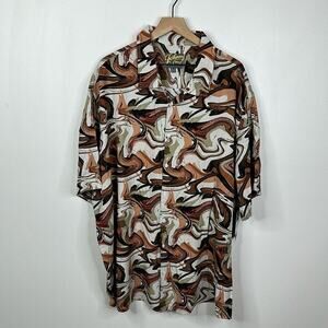 Johnny Bigg Men's 1XL Rust Marble Print Short Sleeve Button Down Shirt